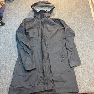 Patagonia Womens Large Black Rain Shadow Trench Hooded Parka Jacket Rain Coat